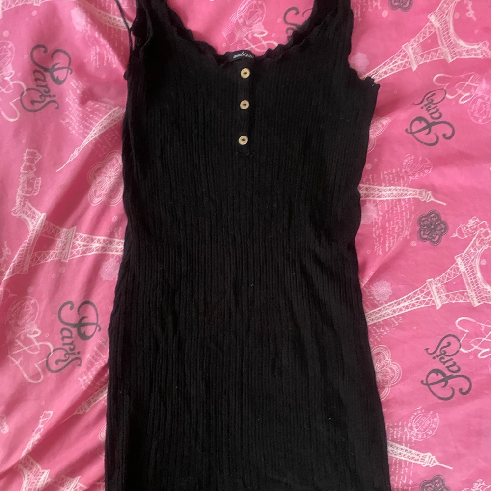 black dress with buttons